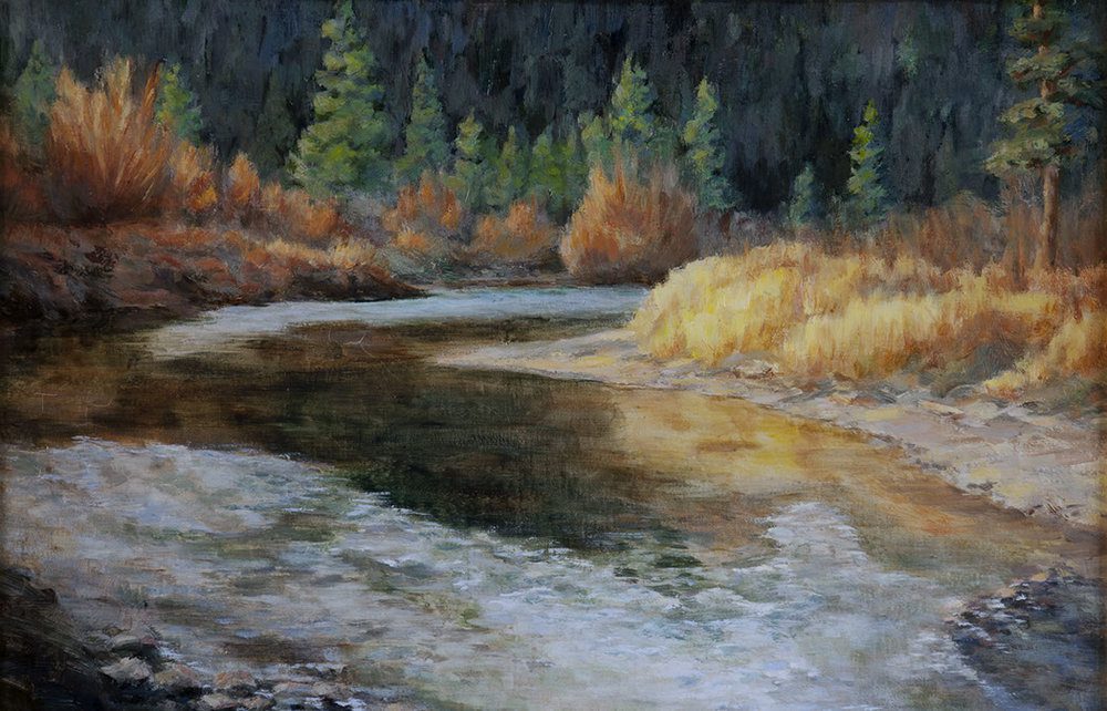 Painting by modern inventor Paul Kirby of the Narrows of Poudre Canyon