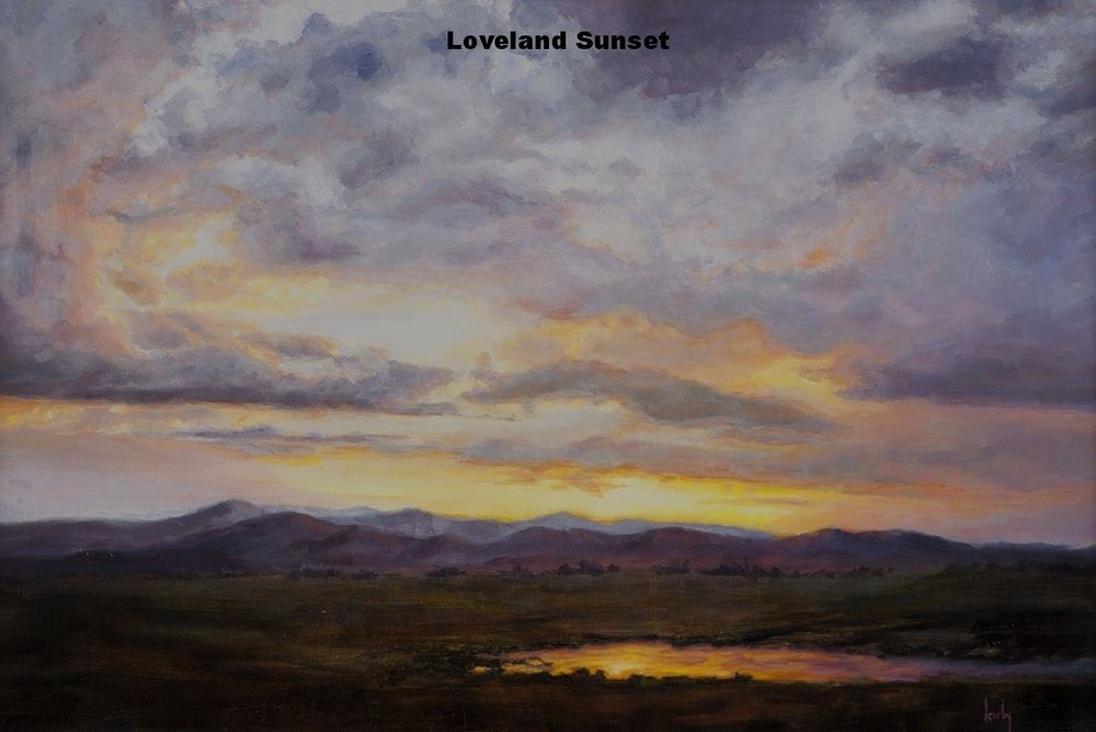 Loveland sunset painting by modern inventor Paul Kirby