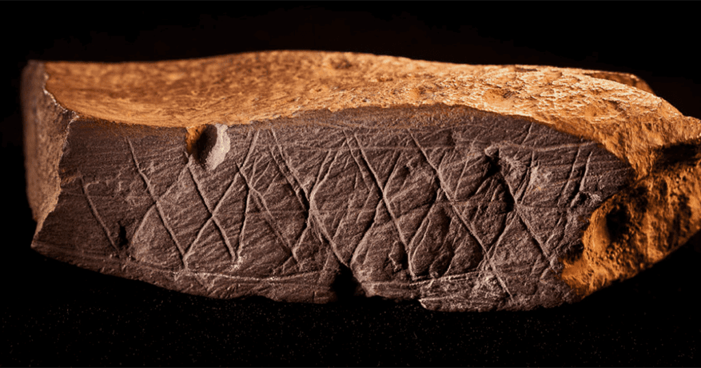 An image of a piece of stone with Cave Art 